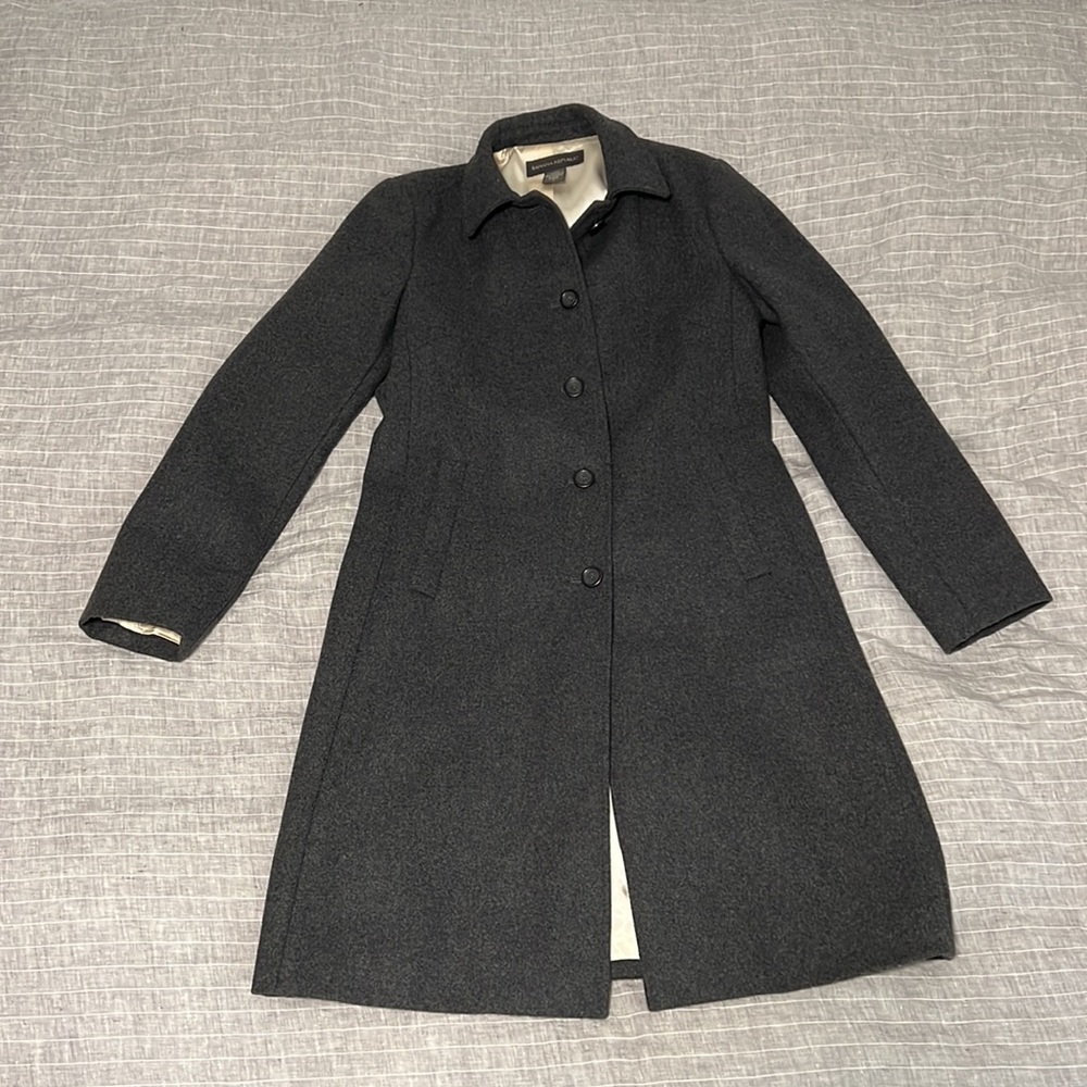 Charcoal gray wool-blend peacoat from Banana Republic, sz S